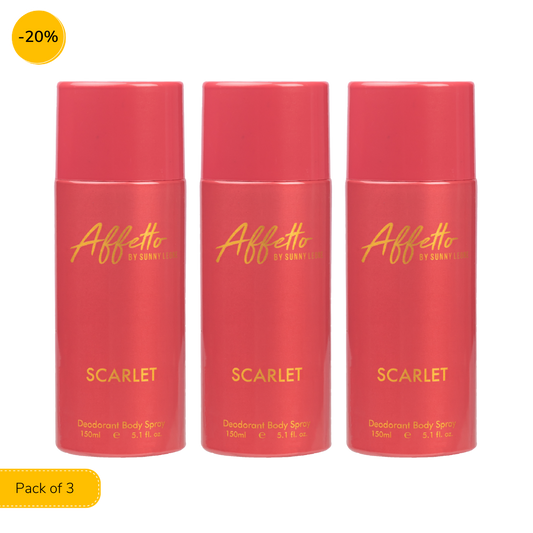AFFETTO SCARLET DEODORANT FOR WOMEN, 150 ML - PACK OF 3