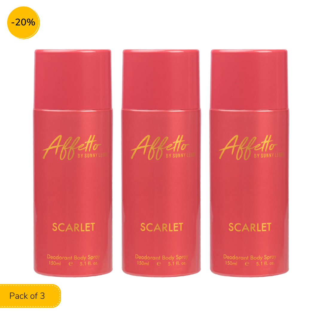 AFFETTO SCARLET DEODORANT FOR WOMEN, 150 ML - PACK OF 3