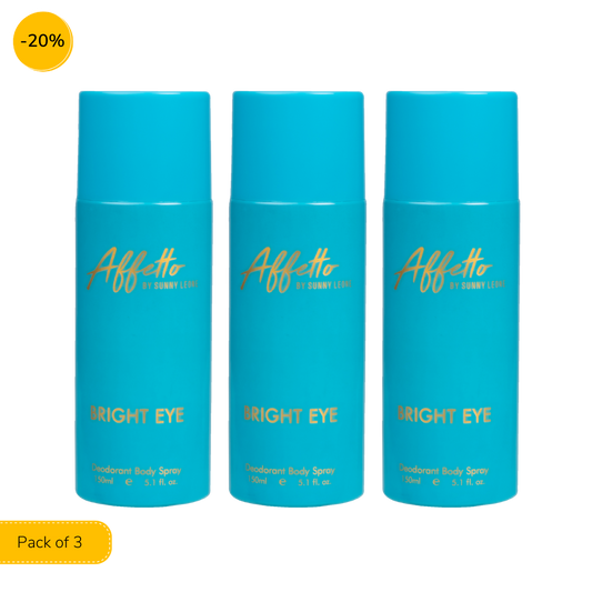 AFFETTO BRIGHT EYE DEODORANT FOR WOMEN, 150 ML - PACK OF 3