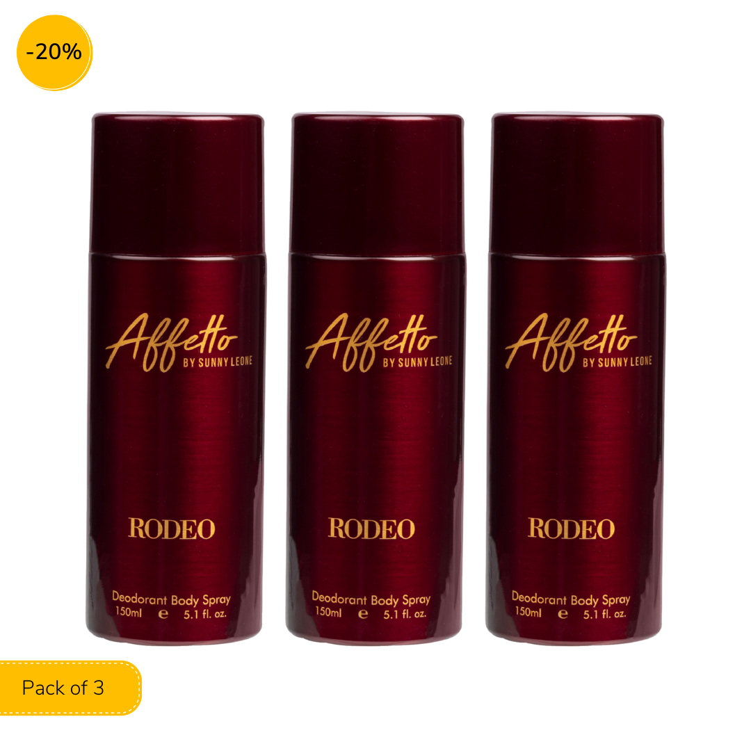 AFFETTO RODEO DEODORANT FOR MEN, 150 ML - PACK OF 3