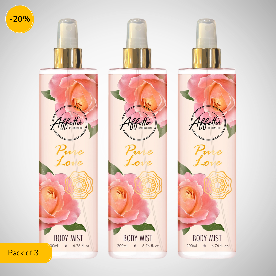 AFFETTO PURE LOVE BODY MIST FOR WOMEN, 200 ML - PACK OF 3